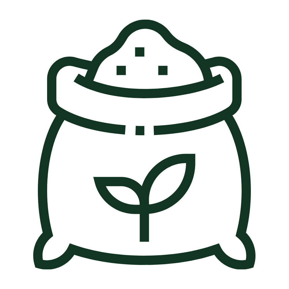 Icon of organic compost sack used at Hawaiian Volcanic Organic Farm.