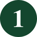 A dark green circular icon containing the white number 1.