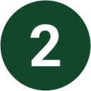 A dark green circular icon containing the white number 2.