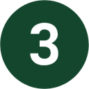 A dark green circular graphic containing a large white number 3.