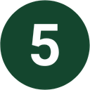 A dark green circular icon containing the white number 5.