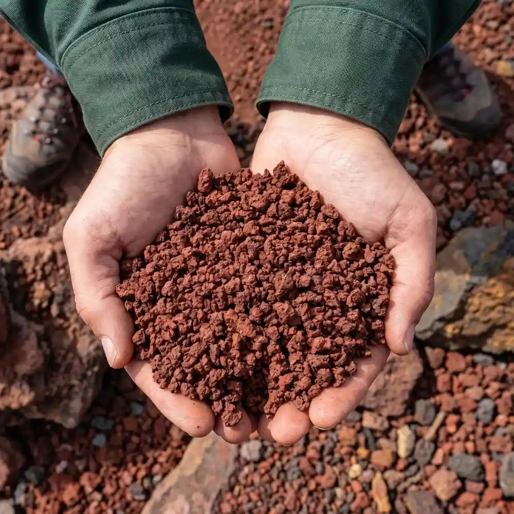 Red cinder 3/8 inch minus volcanic rock for landscaping